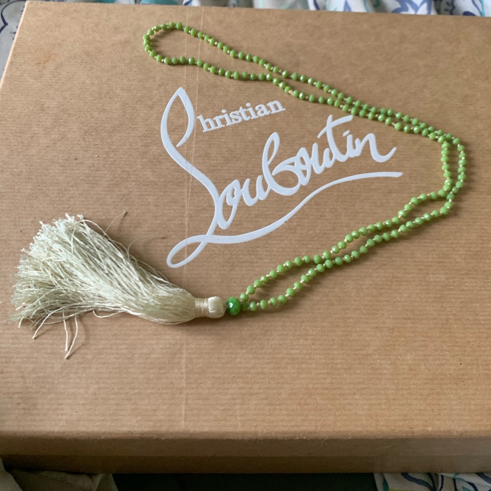 Green and Cream Tassel Necklace